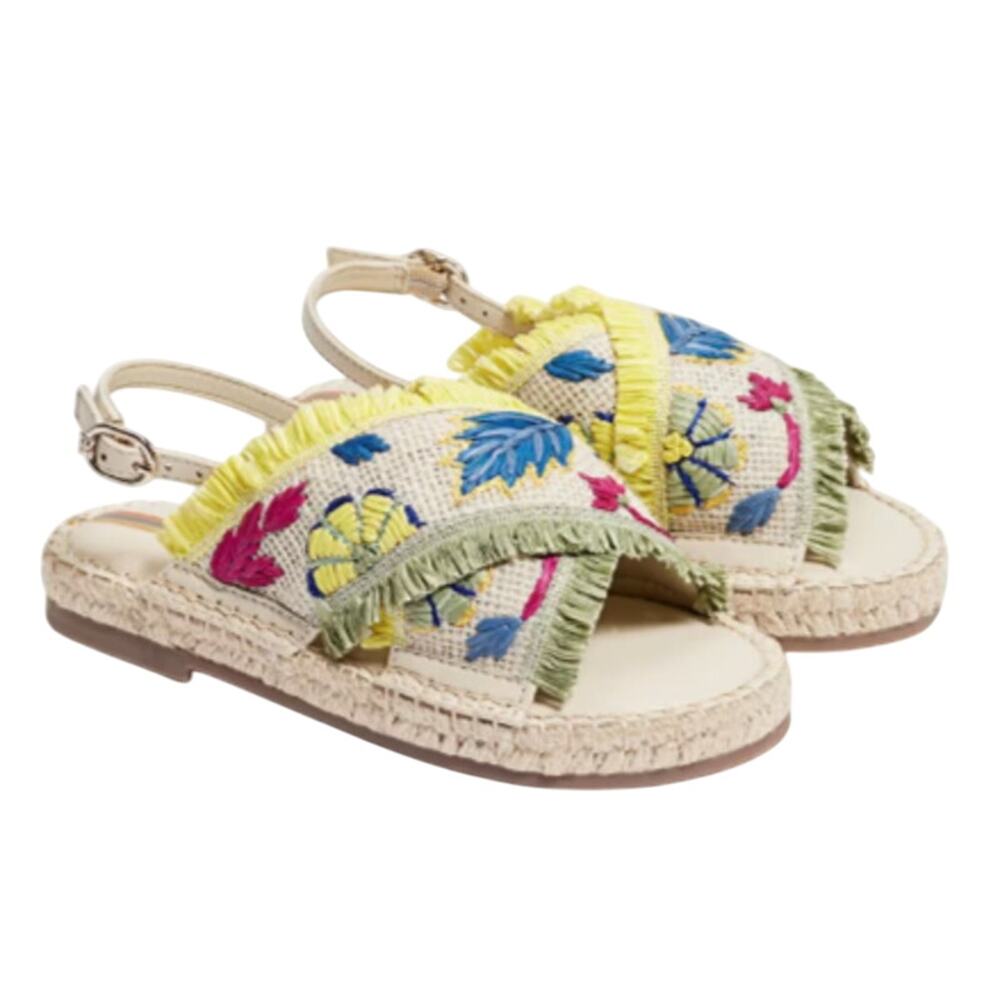 Sam Edelman Kids Kayden Slingback Sandal US 2 M Beige Multicolor Leather NIB